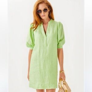 LILLY PULITZER Jade Lime Mialeigh Elbow Sleeve Mini Dress